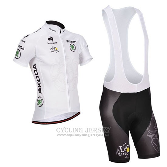 2014 Cycling Jersey Tour de France White Short Sleeve and Bib Short